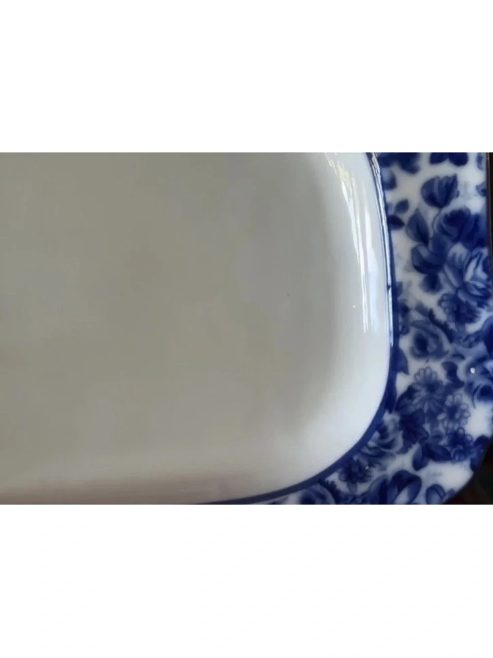 Cracker Barrel Blue White Porcelain Floral Rectangle Serving Tray Excellent